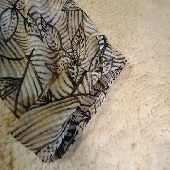 Alfred Dunner Women's Plus Sz 16 Sheer Button Down 3/4 Sleeve Leaf Print Top - Picture 5 of 6